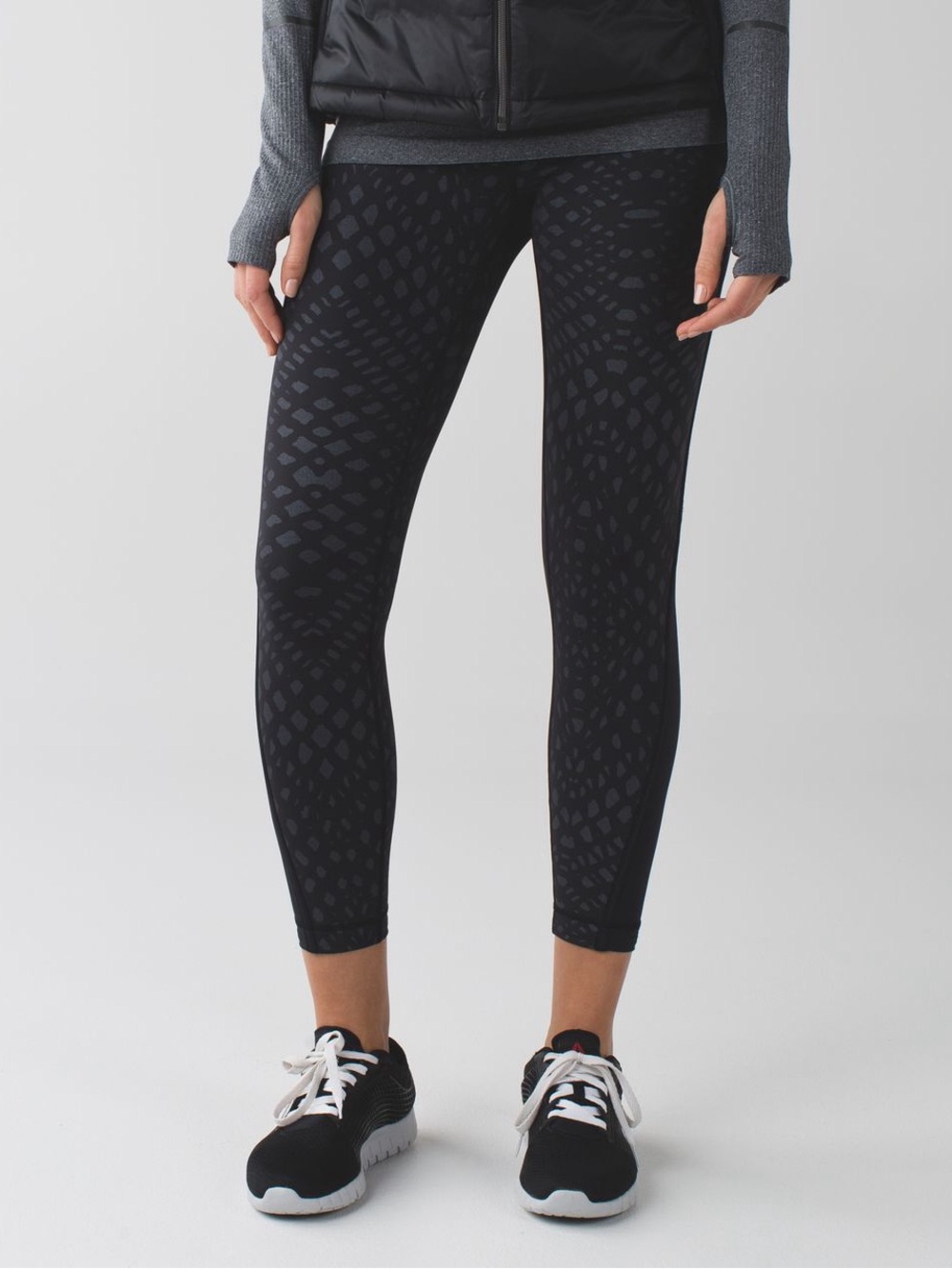 Lululemon Pace Tight Leggings Black Subtle Print High Rise Athletic Women’s 4